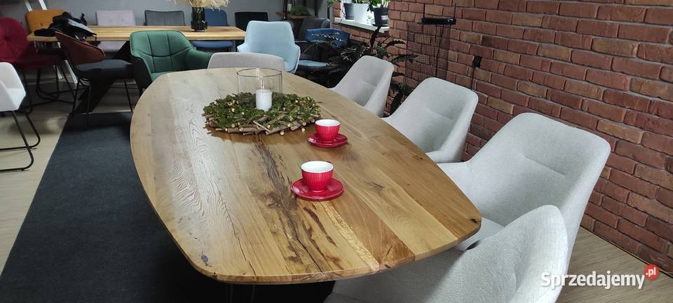 stół lity dąb owalny krawędź zacięta 240x100 Zimnowoda