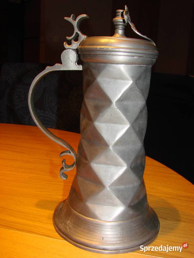Peltro Etain Pewter Zinn duży cynowy kufel Pruszcz Gdański
