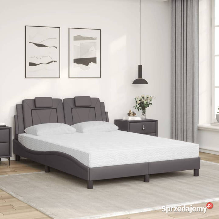 Łóżko z materacem szare sztuczna skóra 120x200 mazowieckie Warszawa