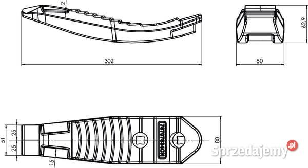 Redliczka 302x80 mm wzmocniona wygięta 2otw Kamionna