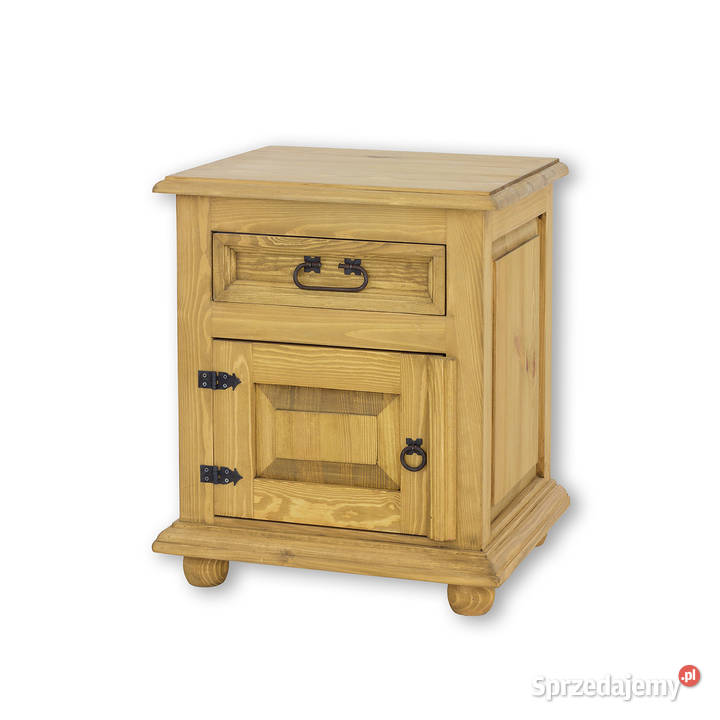 Drewniana szafka nocna biała retro COM15 Szafki Maków Podhalański