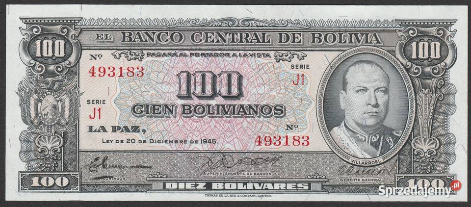 Boliwia 100 bolivianos 1945 stan 2