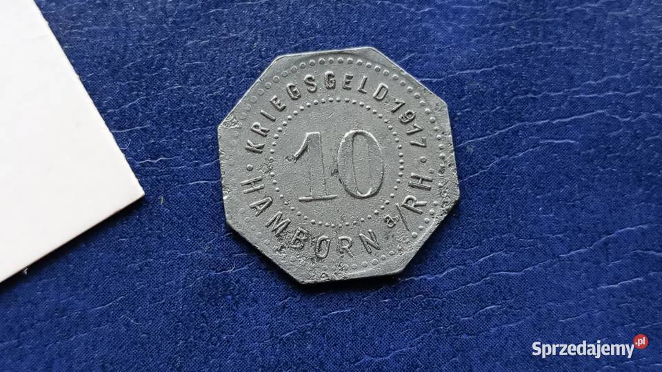Stare monety 10 fenig 1917 Hamborn Niemcy