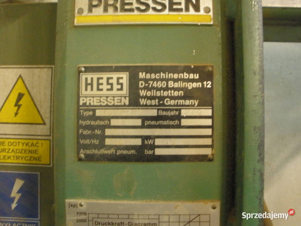 HESS HYDRO EXPORT Prasa hydrauliczna ramowa do kujawsko-pomorskie Bydgoszcz