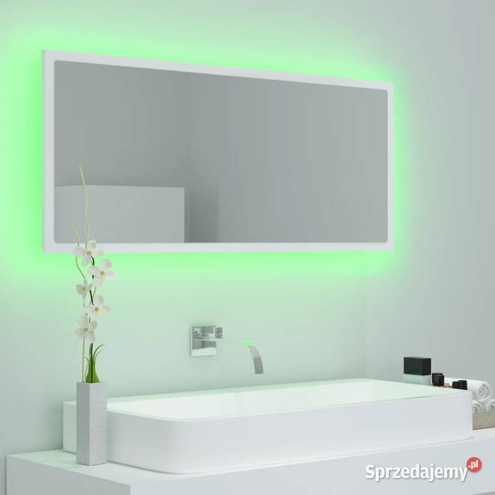 Lustro łazienkowe z LED białe 100x85x37 akryl Warszawa
