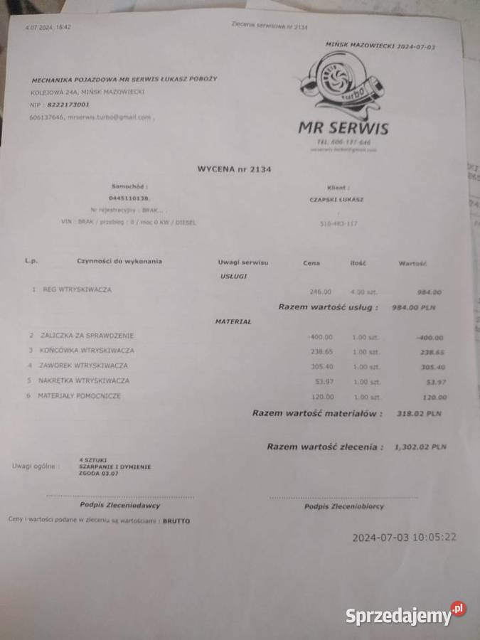 Wtryski Mercedes A646 070 01 87