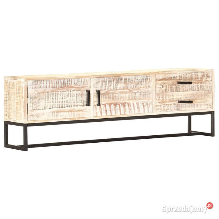 Szafka pod TV biała 140 x 30 x 45 lite drewno