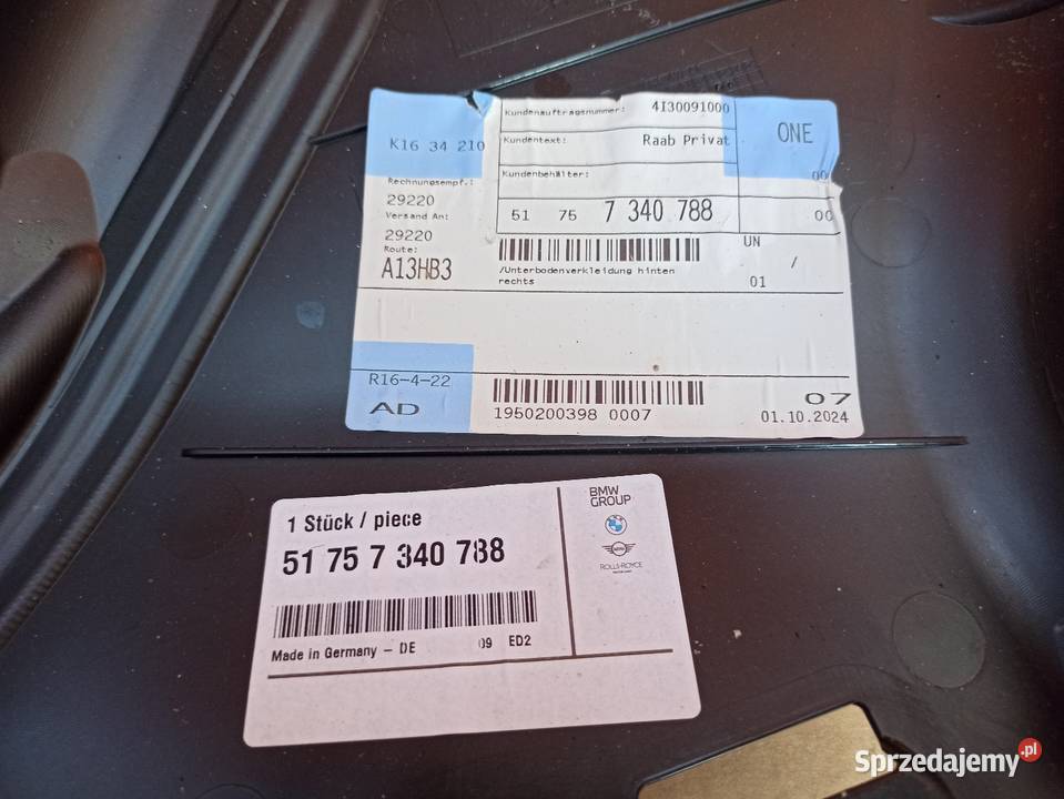 Osłona podwozia tylna prawa BMW 5 G30G31 5175 Bolesławiec