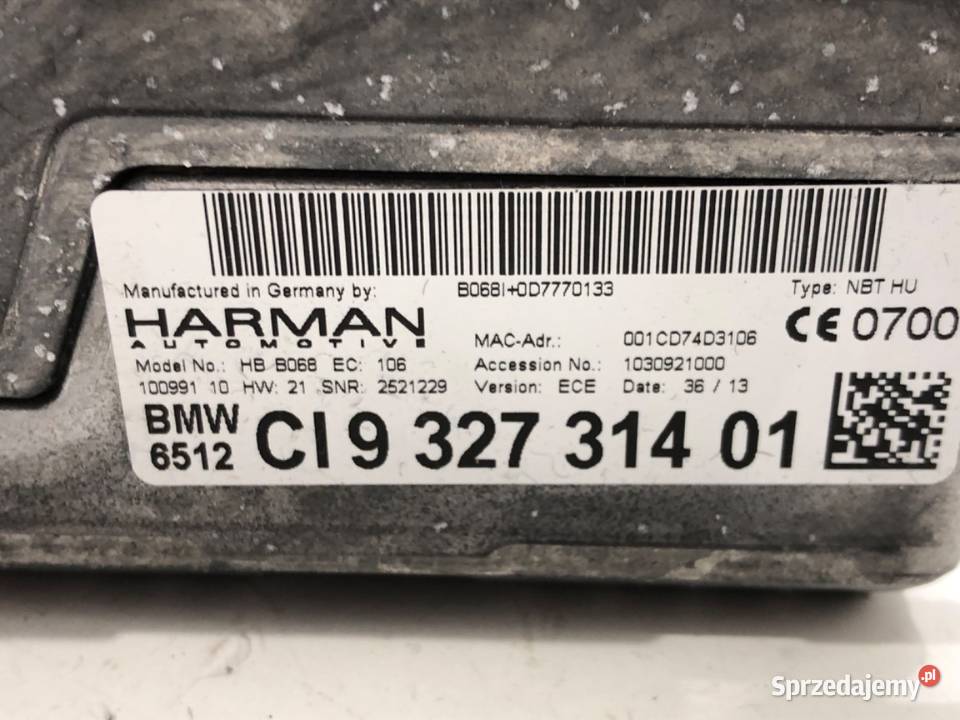 RADIO BMW F10 9327314 0916 ODTWARZACZ MULTIMEDIA osobowe sprzedam