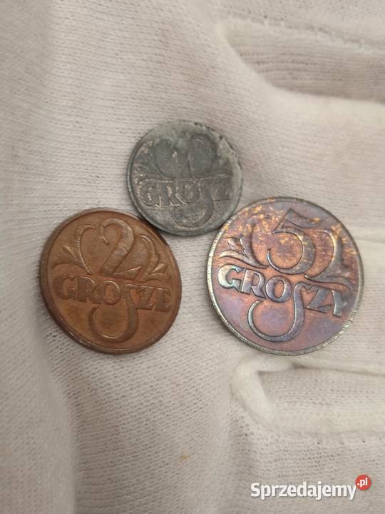 2 RP zestaw 1 grosz 1939rGG 2 grosze 1928r 5 Łochów