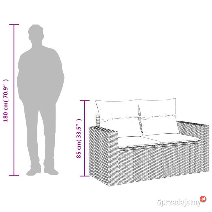 Sofa ogrodowa z poduszkami 2osobowa beż Warszawa