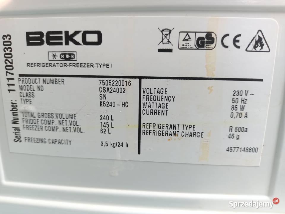 lodówka beko 152 Warlubie