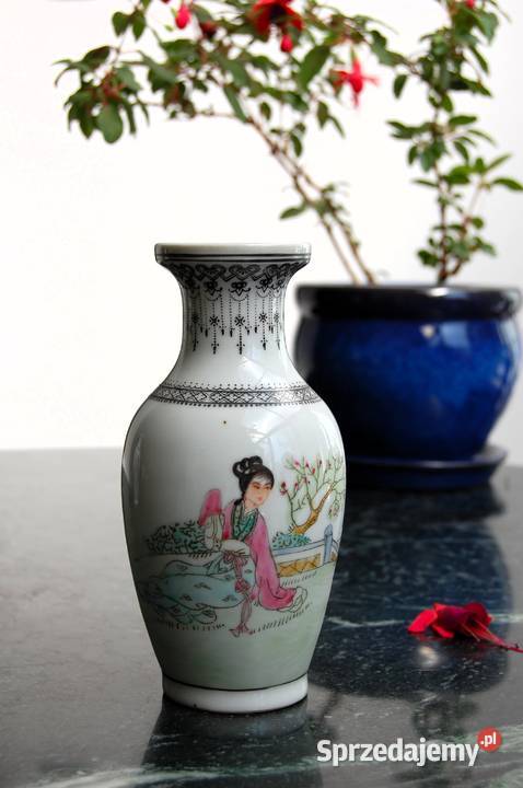 Chiński wazon dama gejsza porcelana chińska lata lubelskie Lublin