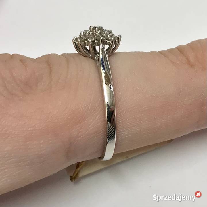 Złoty PIERŚCIONEK 14K z DIAMENTAMI 019ct YES cud Warszawa