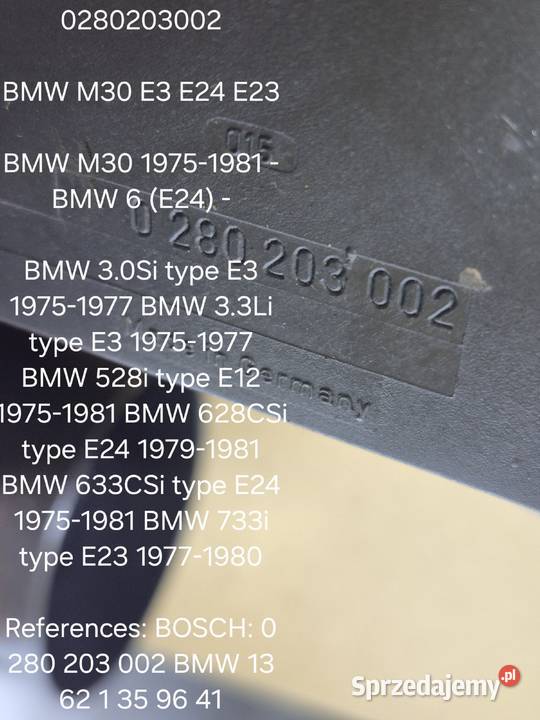 Przepływomierz BMW E3 E12 E23 E24 BOSCH osobowe Przepływomierze Bydgoszcz