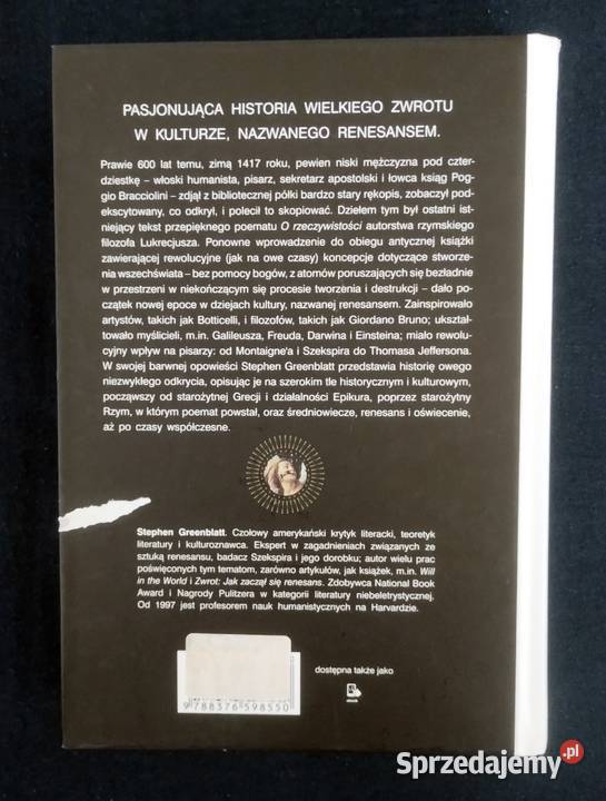 Zwrot zaczął się renesans Stephen Greenblatt łódzkie Bełchatów