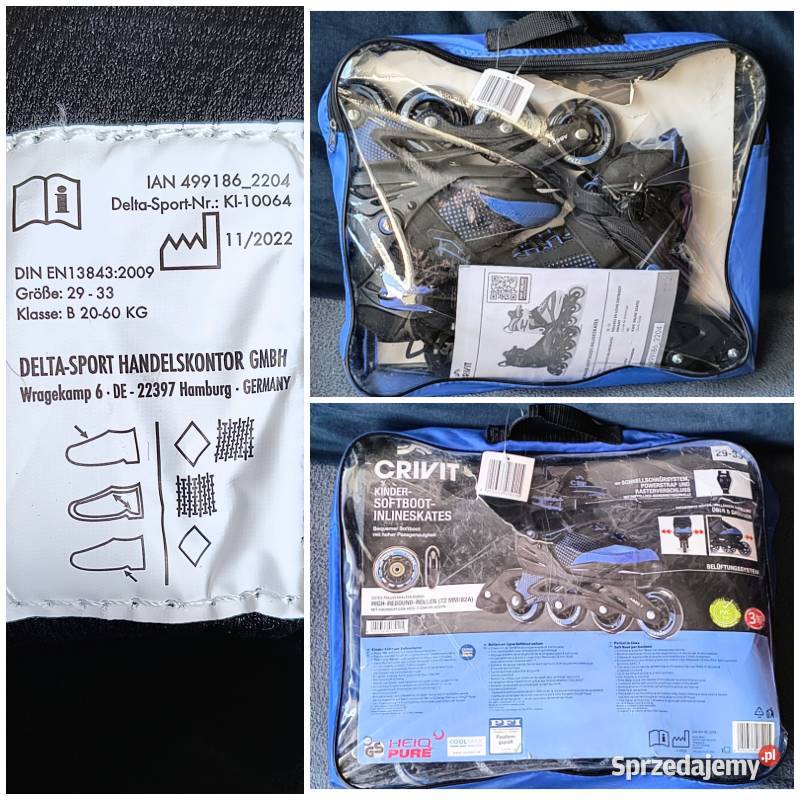 CRIVIT rolki regul rozmiar 2933 Zapasowy hamulec Piotrków Trybunalski