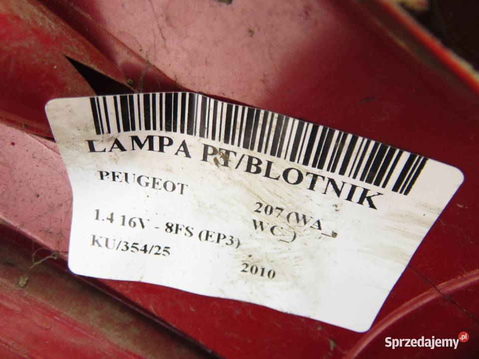 LAMPA PRAWA TYLNA PEUGEOT 207 9686565980 osobowe