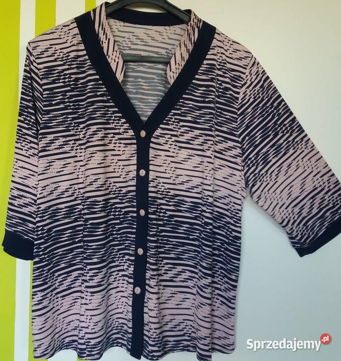 XXL Rozpinana bluzka granat brudny róż Bluzki i koszule Gliwice sprzedam