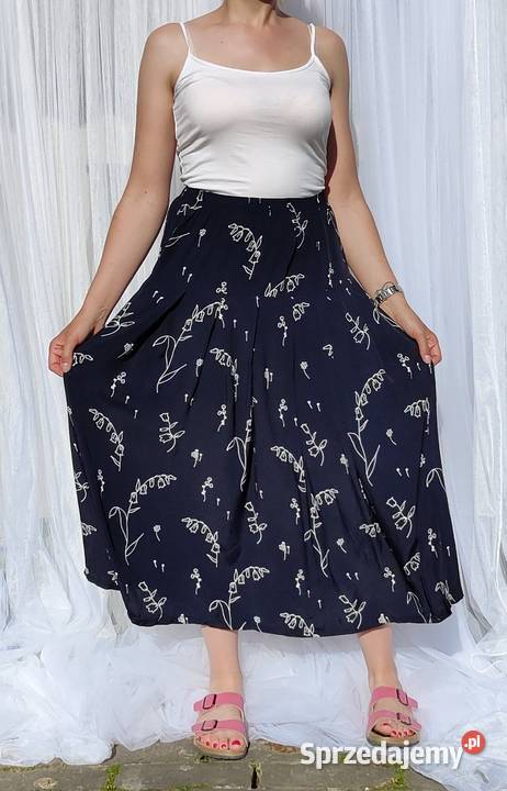 Spódnica midi długa 44 XXL plus size granatowa Rozkloszowana Szczecin