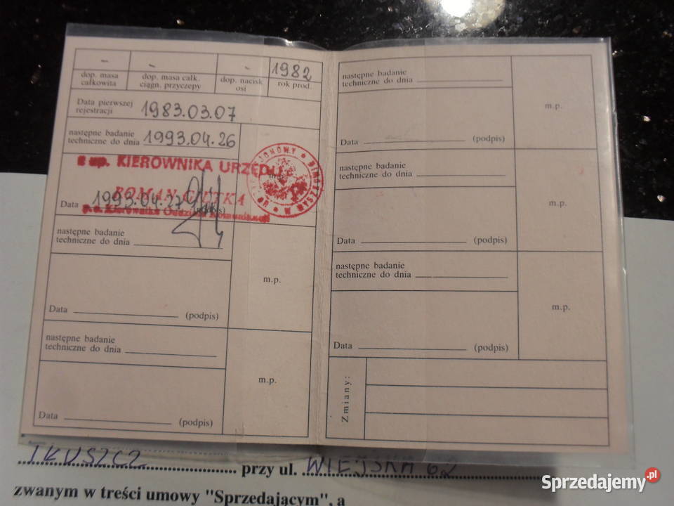 Dokument kolekcjonerski SYRENA BOSTO z 1982 r