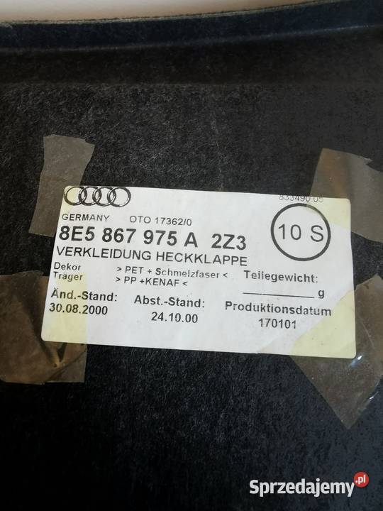 Tapicerka Osłona Klapy bagażnika Audi A4 B6 Karoseria sprzedam