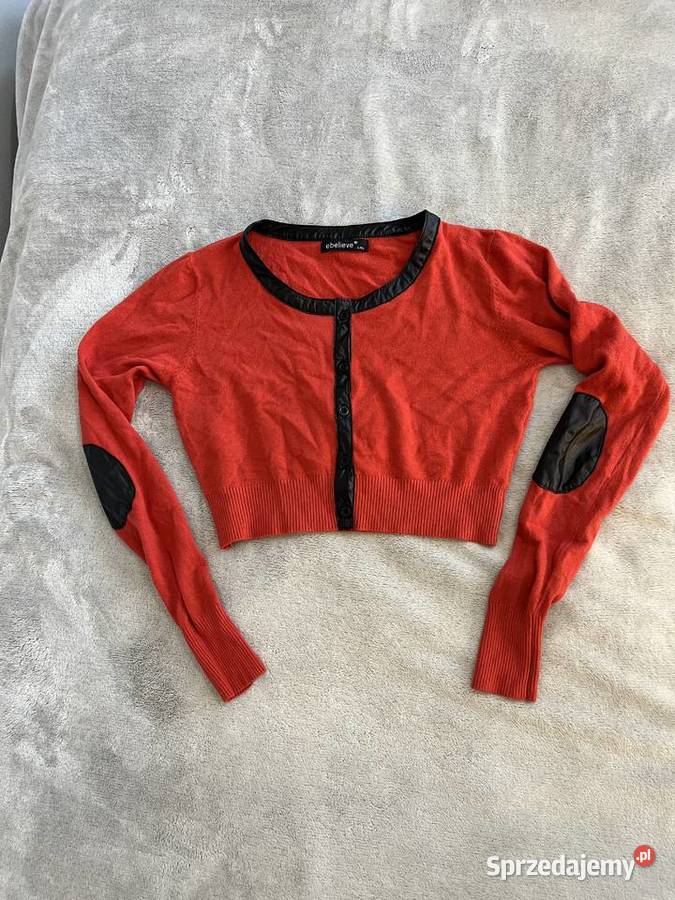 Krótki sweter kardigan bolerko czerwone