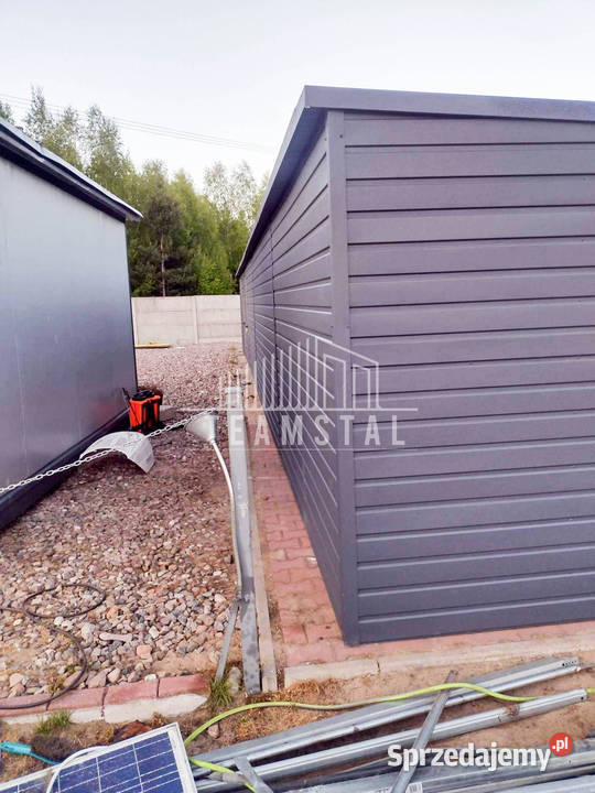 GARAŻ BLASZANY 15m x 6m spad tył Brama drzwi Chodzież