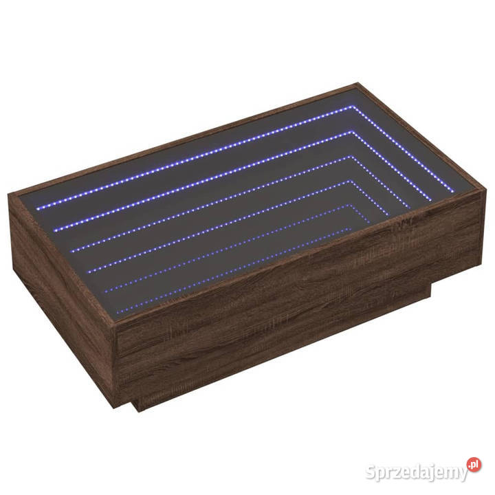 Stolik kawowy z LED brązowy dąb 90x50x30 Warszawa