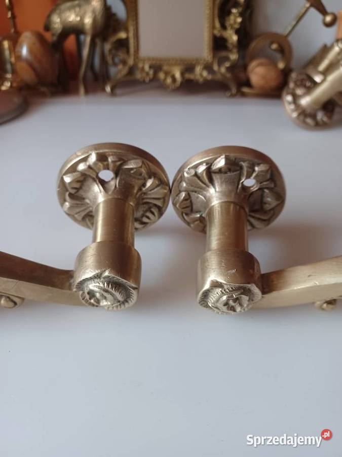 Piękne duże klamki mosiężne wielkopolskie