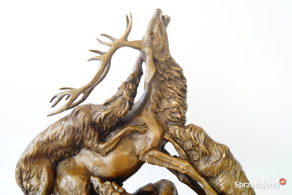 Figura myśliwska z brązu Atak psów na Jelenia Gizałki sprzedam