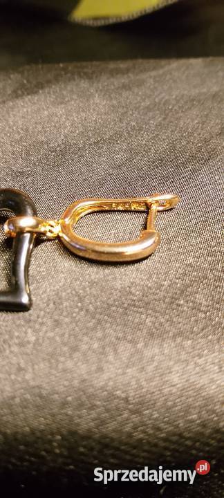 Kolczyki 585RG pozłacane czarne serduszka Bielawa sprzedam