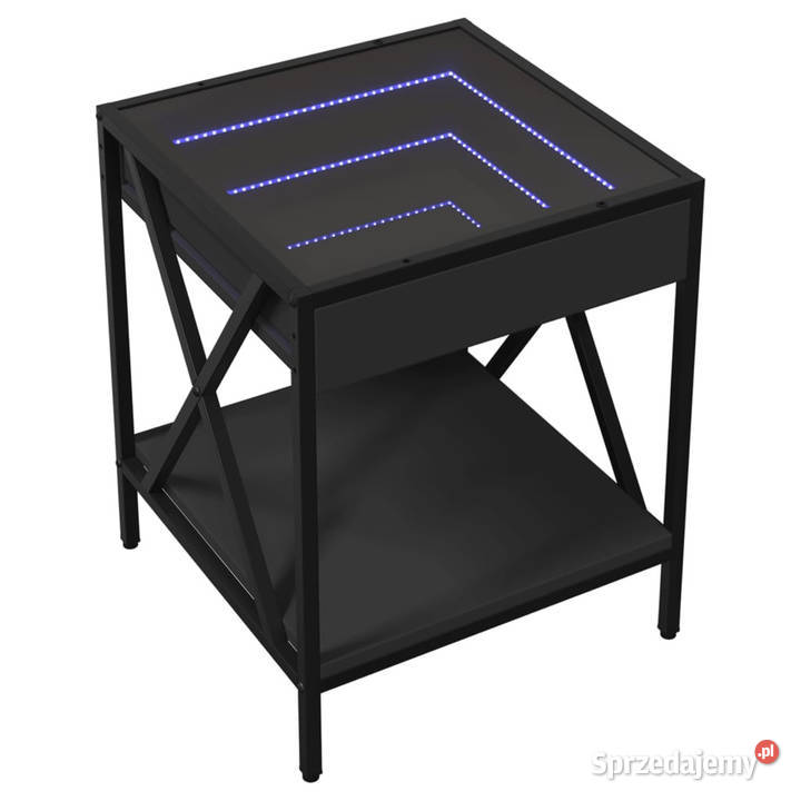 Stolik kawowy z LED Infinity czarny 40x40x49 Warszawa