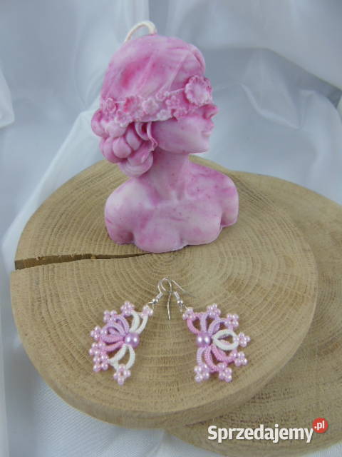 Kolczyki frywolitkowe różne wzory i kolory Wiśniowa