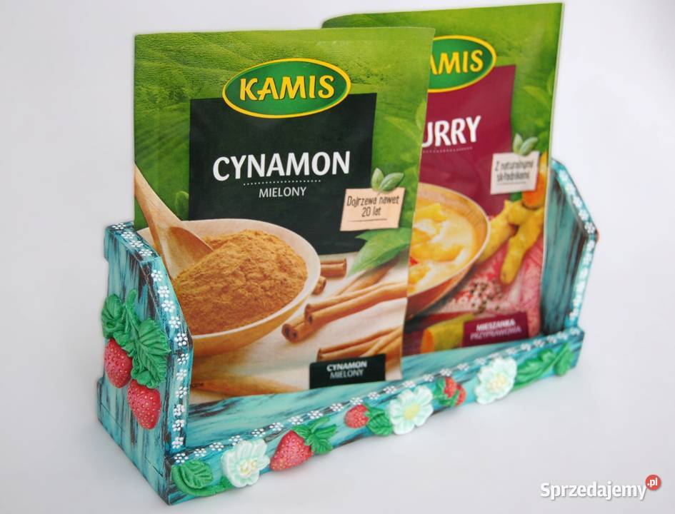 Drewniana półka na przyprawy ręcznie malowana sprzedam