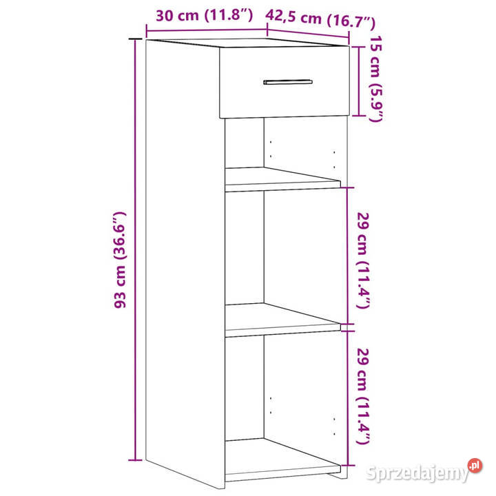Szafka czarna 30x425x93 materiał drewnopochodny Warszawa