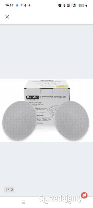 Głośniki podtynkowe sufitowe Herdio 8 elementy zabudowy Drezdenko