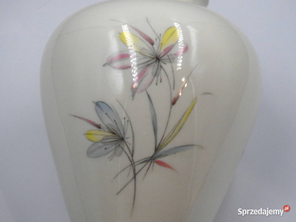 Piękny porcelanowy kremowy wazon sygnowany Porcelana i szkło