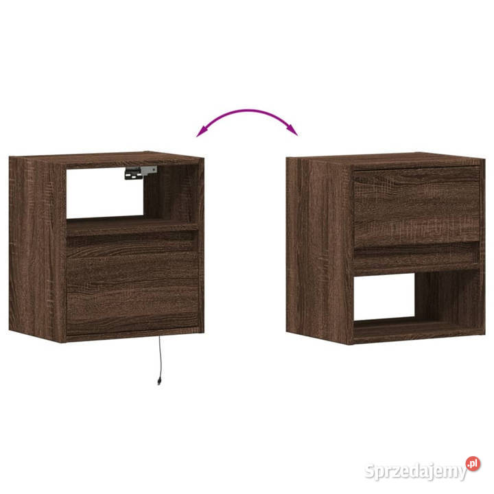 Ścienne szafki TV z LED 2 brązowy dąb 41x31x45 Warszawa