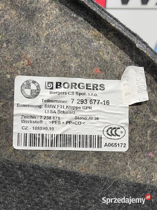BMW F31 BOCZEK OBUDOWA BAGAŻNIKA LEWA 7293677 sprzedam