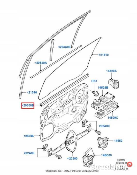 LISTWA SZYBY DRZWI PRAWY PRZÓD FORD C 0710