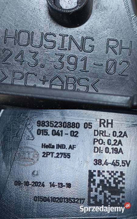 PEUGEOT 308 III T10 HALOGEN LED DRL PRAWY PRZÓD Pleszew
