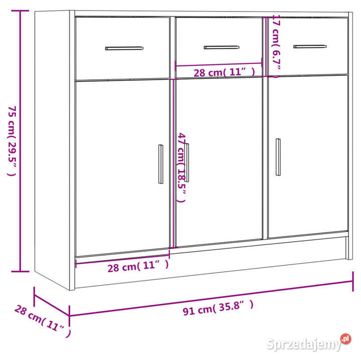 Szafka dąb sonoma 91x28x75 materiał Szafki Warszawa