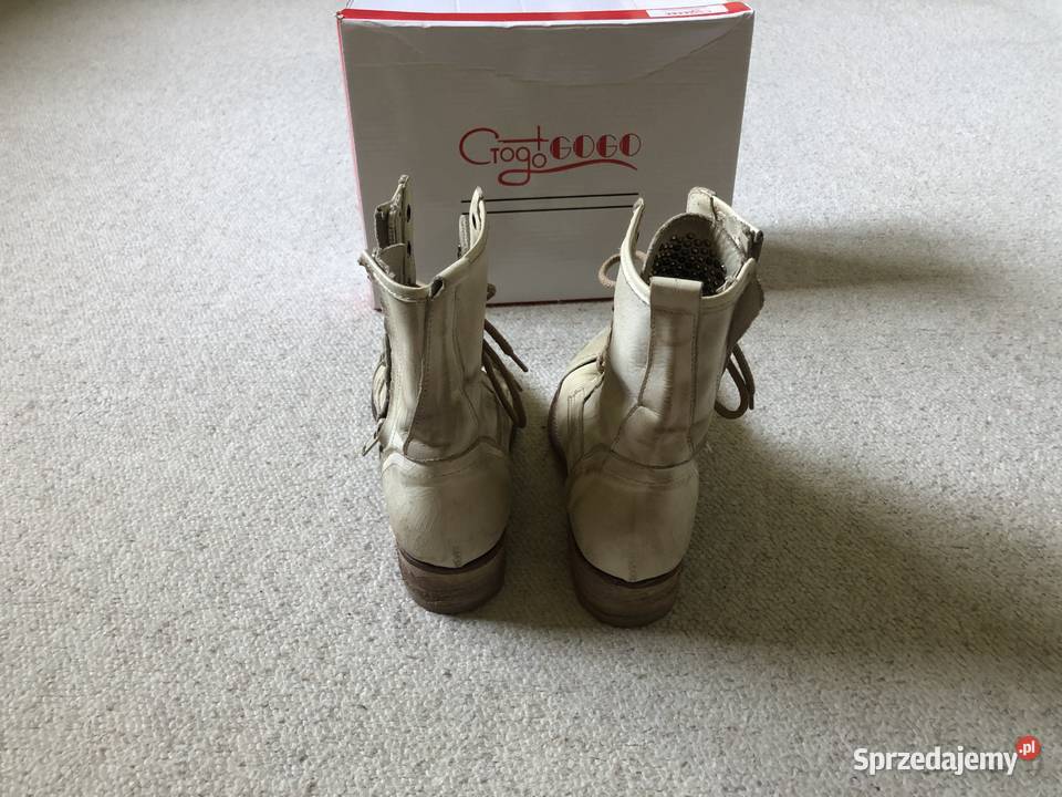 Botki sznurowane damskie beżowe rozmiar 37 Łódź sprzedam