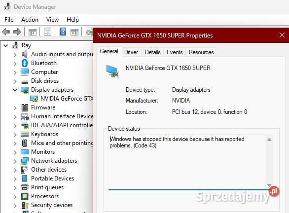 Naprawa kart graficznych NVIDIA kod 43 kujawsko-pomorskie Tuchola serwis