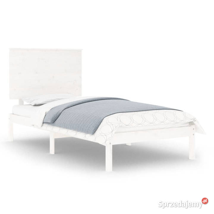 Rama łóżka bez materaca biała lite drewno 95cm Łóżka mazowieckie