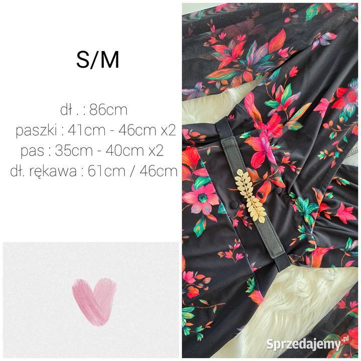 Sukienka Rękawy z siatki egzotyczne kwiaty Wodzisław Śląski