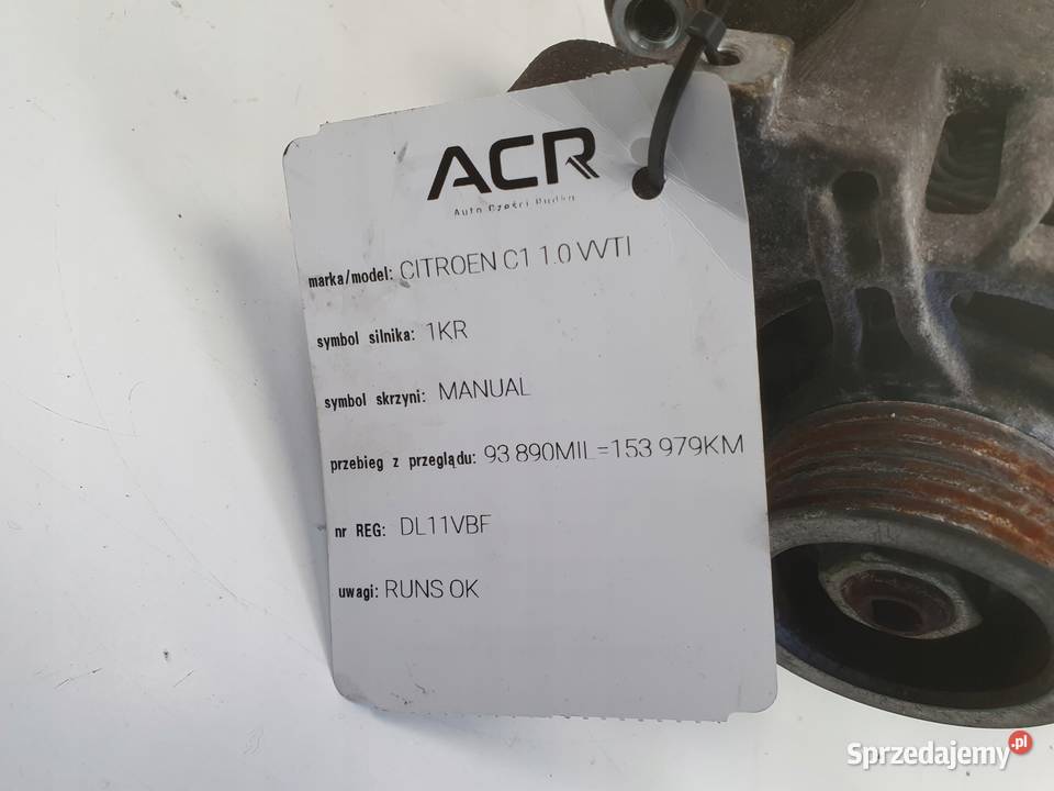 Citroen C1 I 10 12V ALTERNATOR 270600Q120 70A osobowe Janów