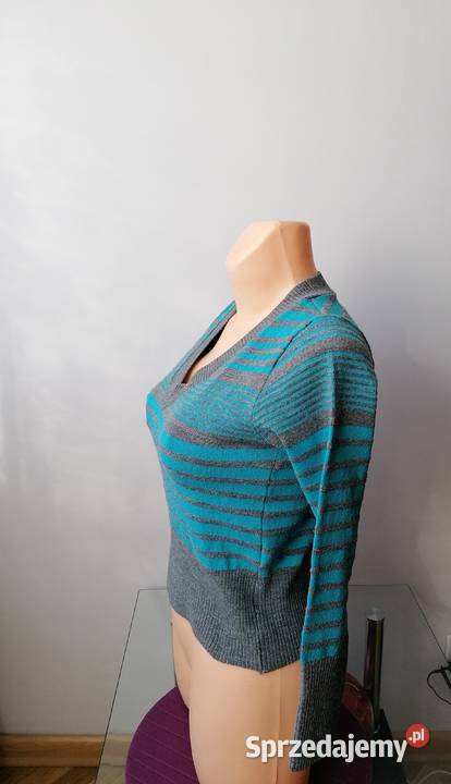 DAMSKI KRÓTKI SWETER W PASY MODENA RUNIWERSALNY Łódź sprzedam