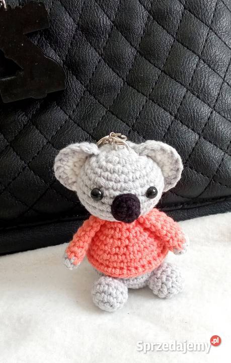 Miś koala wykonany na szydełku brelok maskotka Łask